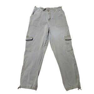 Maurices Womens Med Olive Green Cargo Utility Pants Drawstrings Straight Leg